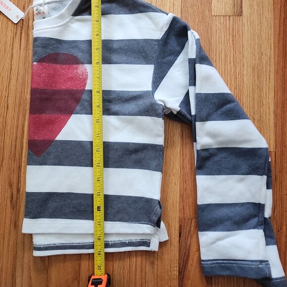 Sundry by Anthropologie Cropped Crewneck Stripes & Heart Sweatshirt Size XS - Picture 6 of 6